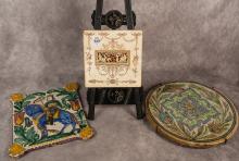 THREE EARLY CERAMIC POTTERY TILES
