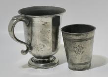 PEWTER MUG AND CUP