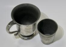 PEWTER MUG AND CUP