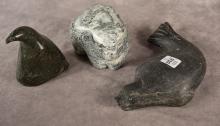 THREE INUIT STONE CARVINGS