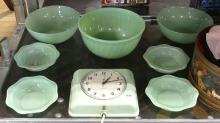 JADEITE BOWLS AND RETRO CLOCK