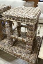 WICKER SOFA AND END TABLE SET