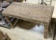 WICKER SOFA AND END TABLE SET