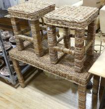 WICKER SOFA AND END TABLE SET