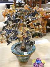 HARDSTONE TREE AND CHINA FLORAL