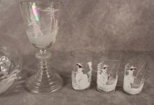 MARY GREGORY DECANTERS AND GLASSES