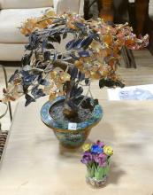 HARDSTONE TREE AND CHINA FLORAL