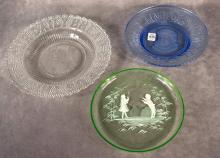 THREE ANTIQUE GLASS PLATES