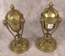 PAIR OF GILDED BRONZE URNS/CANDLESTICKS