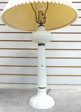 ELECTRIFIED MILK GLASS OIL LAMP