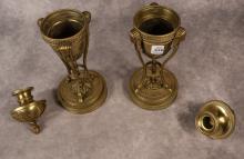 PAIR OF GILDED BRONZE URNS/CANDLESTICKS
