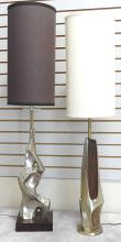 TWO MCM BRUTALIST TABLE LAMPS