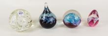 FOUR ART GLASS PAPERWEIGHTS