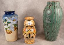 THREE ART POTTERY VASES