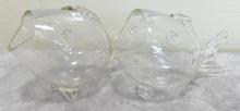 PAIR OF MCM GLASS "FISH" VASES