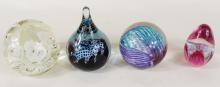 FOUR ART GLASS PAPERWEIGHTS