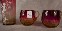 FIVE PIECES OF ANTIQUE GLASS