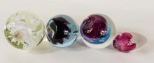 FOUR ART GLASS PAPERWEIGHTS