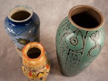 THREE ART POTTERY VASES