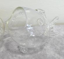 PAIR OF MCM GLASS "FISH" VASES