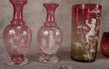 FIVE PIECES OF ANTIQUE GLASS