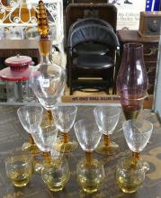 MCM GLASS DECANTER SET, ETC.