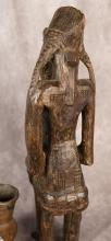 AFRICAN CARVING AND POTTERY VESSEL