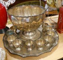 IMPRESSIVE SILVER PLATE PUNCH SET