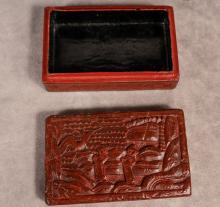 CHINESE SHAVING MIRROR AND CINNABAR BOX