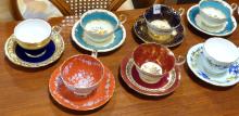 NINE AYNSLEY CUPS AND SAUCERS