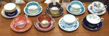 NINE AYNSLEY CUPS AND SAUCERS