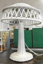TWO ANTIQUE WICKER TABLE LAMPS