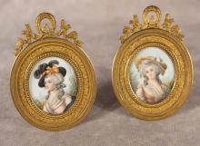 PAIR OF HAND-PAINTED PORTRAIT MINIATURES