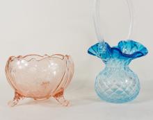 GLASS BASKET AND BOWL