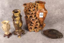 FOUR CHINESE SOAPSTONE CARVINGS