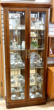 ILLUMINATED OAK DISPLAY CABINET