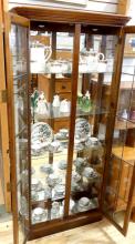 ILLUMINATED OAK DISPLAY CABINET