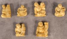 SIX ASIAN IVORY NETSUKES