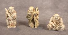 THREE JAPANESE IVORY NETSUKES