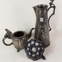 THREE PIECES OF ANTIQUE PEWTER