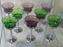 MCM COLOURED GLASS AND SILVER PLATE STEMWARE