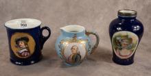 THREE PIECES OF ANTIQUE "PORTRAIT" PORCELAIN