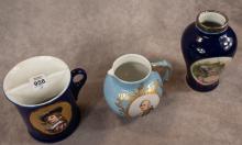 THREE PIECES OF ANTIQUE "PORTRAIT" PORCELAIN