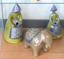 THREE ART POTTERY FIGURINES