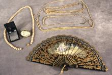 JEWELLERY, FAN, PERFUME AND SNUFF BOX