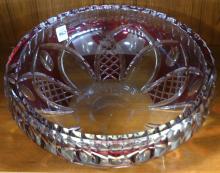 LARGE BOHEMIAN OVERLAY CRYSTAL BOWL