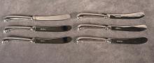 SIX STERLING HANDLED BREAD AND BUTTER KNIVES