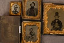 FOUR DAGUERREOTYPES AND PRINTING BLOCK