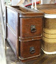 SEWING CABINET DRAWERS AND PICNIC BASKET