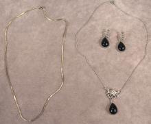 STERLING JEWELLERY SET AND CHAIN